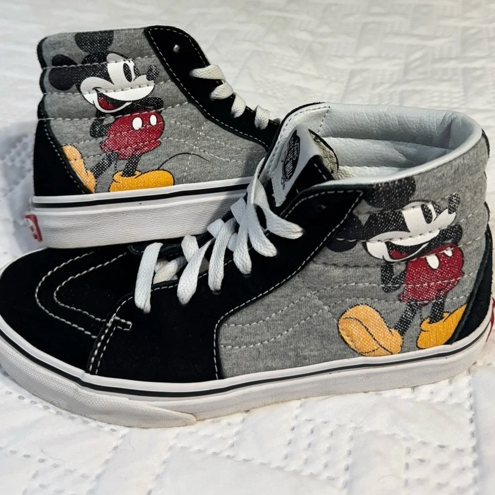 Vans Kids Mickey Mouse Disney Black Gray High-Top Sneakers Size 3Y - Picture 11 of 14